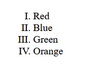 Ordered list type I Example