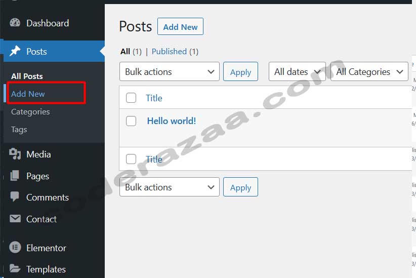 add new post in wordpress