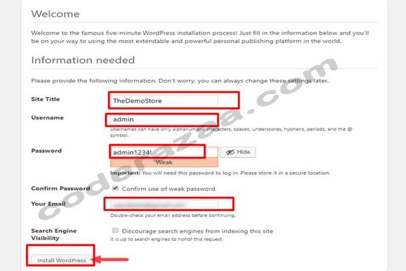 wordpress install